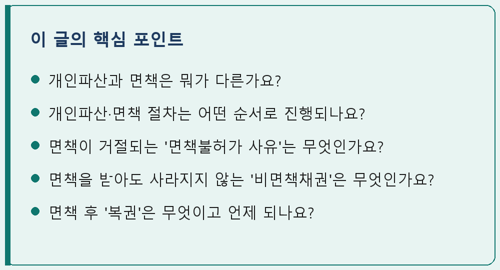 개인회생·파산 관련 이 글의 핵심 포인트 요약 이미지