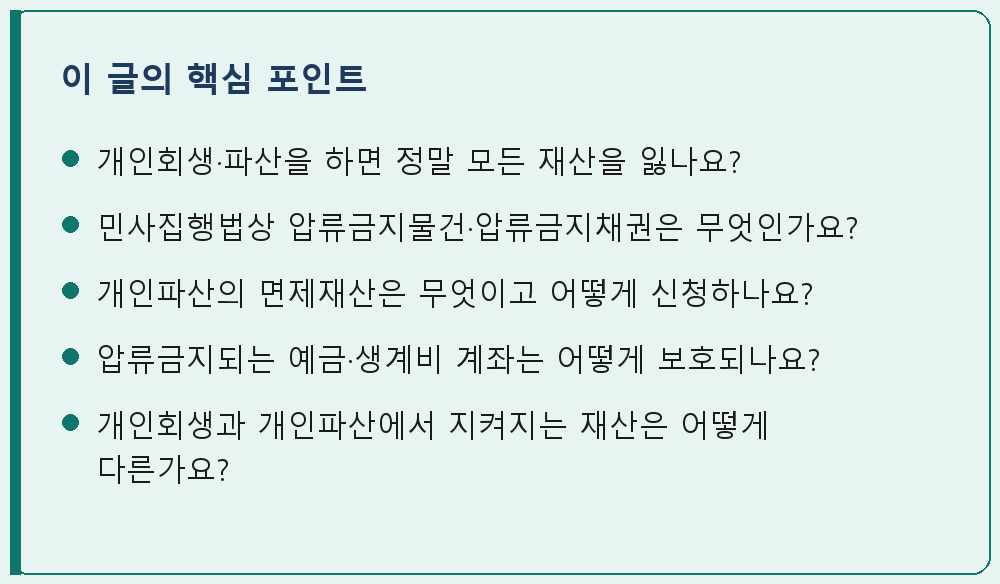개인회생·파산 관련 이 글의 핵심 포인트 요약 이미지