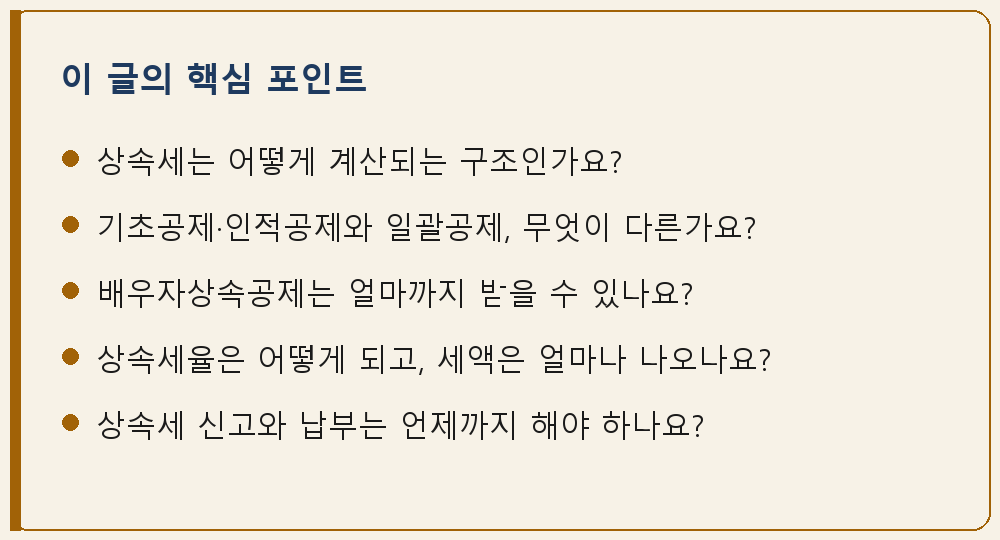 상속 관련 이 글의 핵심 포인트 요약 이미지
