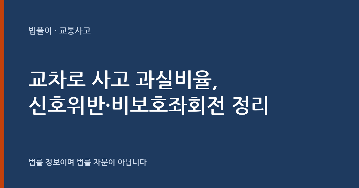 교차로 교통사고 과실비율은 어떻게 정해지나요? 신호위반·비보호좌회전·신호 없는 교차로 정리 — 법풀이 대표 이미지